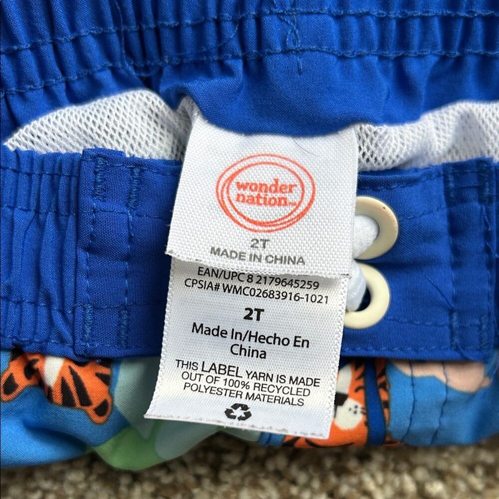 Kids Colorful Jungle Print Swim Shorts, 2 Toddler - Picture 4 of 4